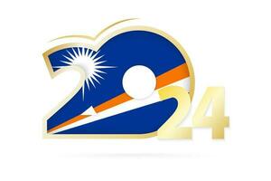 Year 2024 with Marshall Islands Flag pattern. vector