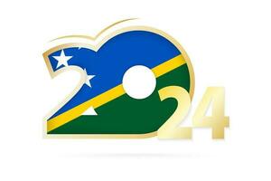 Year 2024 with Solomon Islands Flag pattern. vector