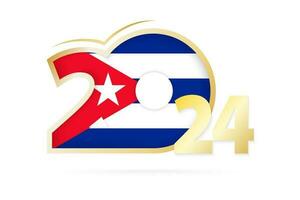 Year 2024 with Cuba Flag pattern. vector