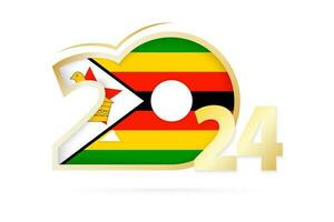 Year 2024 with Zimbabwe Flag pattern. vector