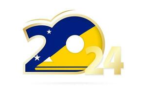 año 2024 con tokelau bandera modelo. vector