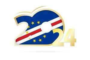 Year 2024 with Cape Verde Flag pattern. vector