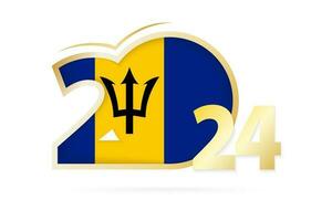 Year 2024 with Barbados Flag pattern. vector