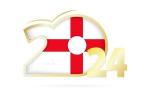 Year 2024 with England Flag pattern. vector