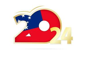 Year 2024 with Samoa Flag pattern. vector