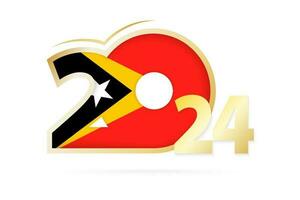 Year 2024 with East Timor Flag pattern. vector