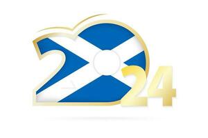 Year 2024 with Scotland Flag pattern. vector