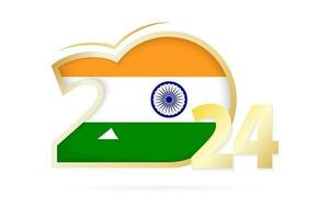 Year 2024 with India Flag pattern. vector