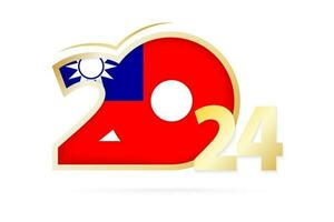 Year 2024 with Taiwan Flag pattern. vector