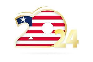 Year 2024 with Liberia Flag pattern. vector