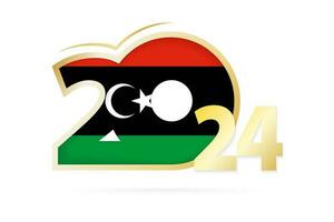 Year 2024 with Libya Flag pattern. vector