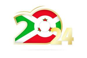 Year 2024 with Burundi Flag pattern. vector