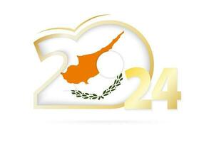 Year 2024 with Cyprus Flag pattern. vector