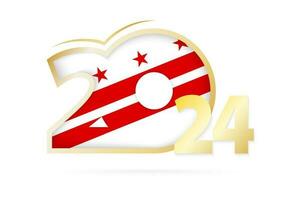 Year 2024 with District of Columbia Flag pattern. vector