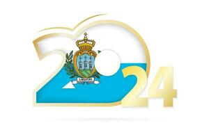 Year 2024 with San Marino Flag pattern. vector