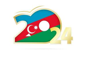 Year 2024 with Azerbaijan Flag pattern. vector