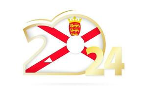 Year 2024 with Jersey Flag pattern. vector