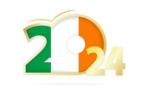 Year 2024 with Ireland Flag pattern. vector