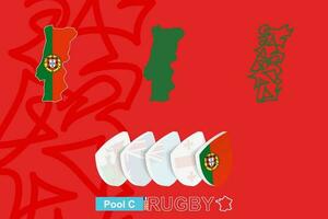 Maps of Portugal in three versions for rugby international championship. vector