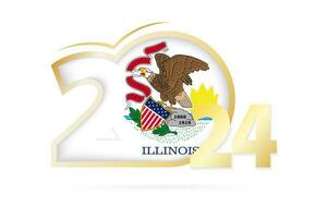 Year 2024 with Illinois Flag pattern. vector