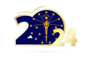 Year 2024 with Indiana Flag pattern. vector