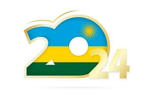 Year 2024 with Rwanda Flag pattern. vector