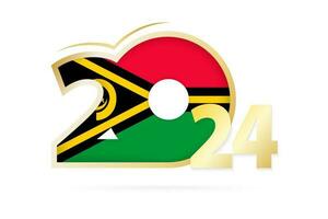 año 2024 con vanuatu bandera modelo. vector