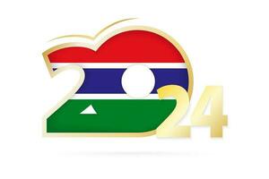 Year 2024 with Gambia Flag pattern. vector