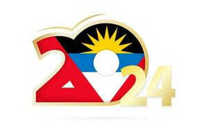 año 2024 con antigua y barbuda bandera modelo. vector