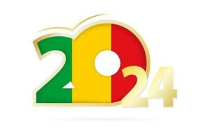 Year 2024 with Mali Flag pattern. vector