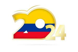 Year 2024 with Colombia Flag pattern. vector