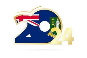 Year 2024 with British Virgin Islands Flag pattern. vector