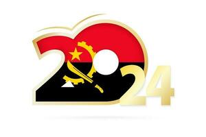 Year 2024 with Angola Flag pattern. vector