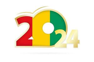 Year 2024 with Guinea Flag pattern. vector