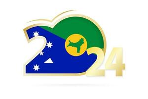 Year 2024 with Christmas Island Flag pattern. vector