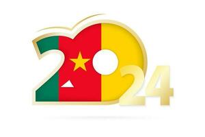 Year 2024 with Cameroon Flag pattern. vector
