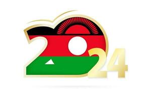 Year 2024 with Malawi Flag pattern. vector