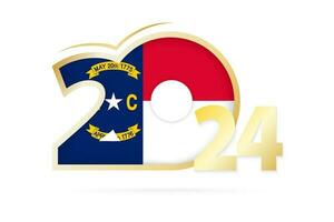 Year 2024 with North Carolina Flag pattern. vector