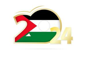 Year 2024 with Palestine Flag pattern. vector