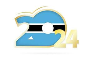 Year 2024 with Botswana Flag pattern. vector