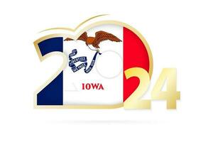 Year 2024 with Iowa Flag pattern. vector