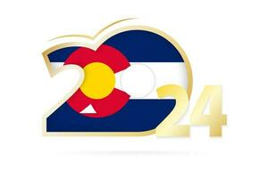 Year 2024 with Colorado Flag pattern. vector