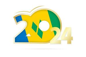 Year 2024 with Saint Vincent and the Grenadines Flag pattern. vector