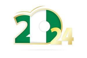 Year 2024 with Nigeria Flag pattern. vector