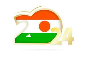 Year 2024 with Niger Flag pattern. vector