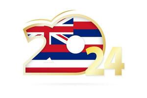 Year 2024 with Hawaii Flag pattern. vector