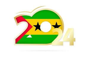 Year 2024 with Sao Tome and Principe Flag pattern. vector