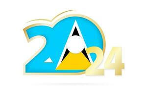 Year 2024 with Saint Lucia Flag pattern. vector