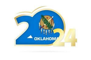 Year 2024 with Oklahoma Flag pattern. vector