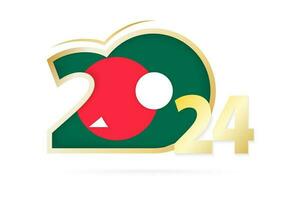 Year 2024 with Bangladesh Flag pattern. vector